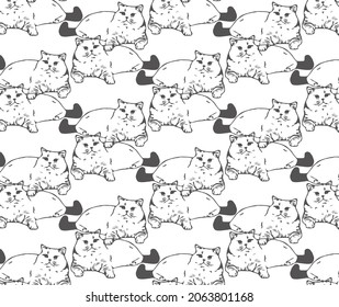 Graphic illustration. A pattern consisting of images of British cats.
It is used for design projects, objects, 
things. Illustration without background. 