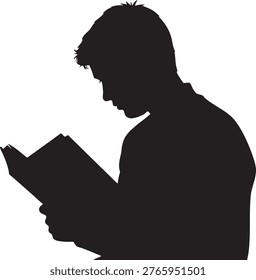 A graphic illustration of a person absorbed in reading. Ideal for concepts of education, knowledge, or concentration.