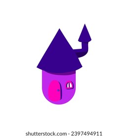 graphic illustration of a purple colored house like a dwarf's house, this vector is good for animation, logo, banner, cover