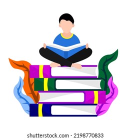 graphic illustration of reading a book. man reading a book