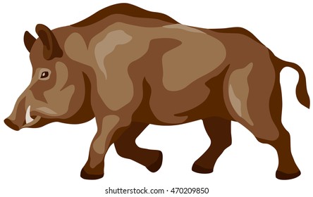 graphic illustration of running fanged boar
