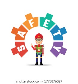 Graphic illustration of Safety for construction and industrial.