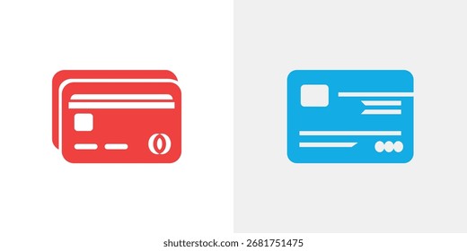 Una ilustración gráfica que muestra una pila de tarjetas de crédito rojas junto a una sola tarjeta de crédito azul sobre un fondo dividido.