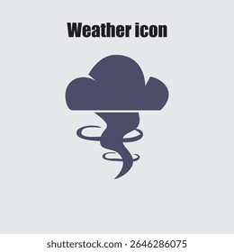 Graphic illustration showing a swirling tornado emanating from a dark storm cloud over a gray backdrop