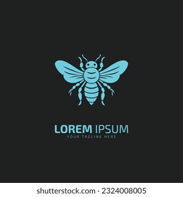 Graphic illustration of silhouette honey bee. Isolated on black background vector drawing for honey products, package, design.