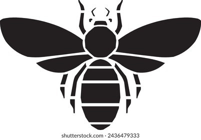 Graphic illustration of silhouette honey bee. Isolated on background vector drawing for honey products, package, design.