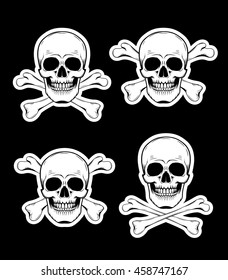 Graphic illustration of skull and crossbones on black background