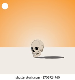Graphic illustration of skull with the sun vector illustration