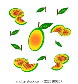 Graphic illustration of sliced ​​mango fruit looks refreshing
