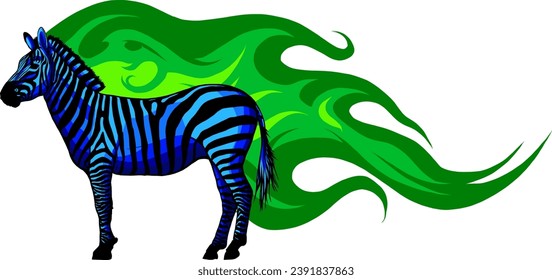 Graphic illustration of a standing zebra in isolate on a white background