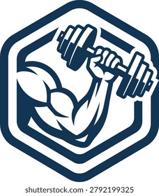 Graphic illustration of a strong arm lifting dumbbell