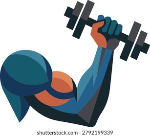 Graphic illustration of a strong arm lifting dumbbell