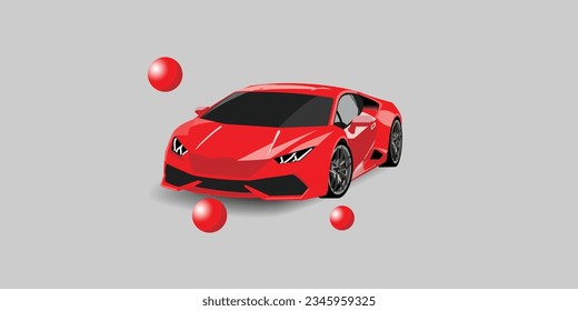 A graphic illustration of a stylish and modern boxy sports car. The car is red, a hot and exciting color. The headlights are slim and sharp.