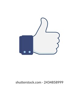 Graphic Illustration of a Thumbs Up Symbol in Blue and White Tones for Social Networks for expressing Encouragement. Vector Illustration.