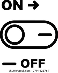 Graphic illustration of a toggle switch in the OFF position with text indicating ON and OFF states