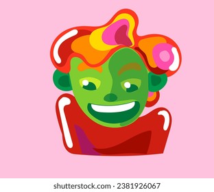 graphic illustration of a vector image in the abstract form of a small child who is happy and optimistic looking at the world, this vector is good for covers, logos, banners,