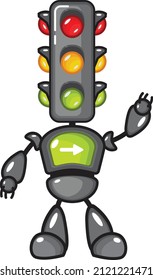 graphic illustration vector traffic light robot with traffic screen.