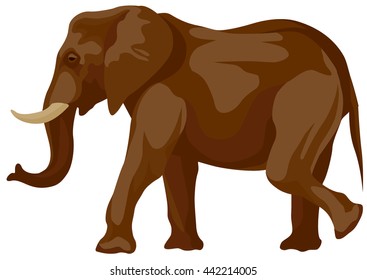 graphic illustration of walking the yellow-brown African elephant