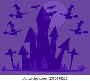 graphic illustration of wallpaper halloween pumpkin on purple background , this vector is great for wallpaper halloween celebration parties, logos, posters, book covers, banners etc.