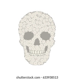 Graphic illustration of white verbena skull