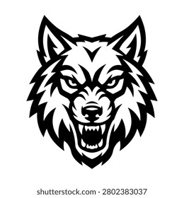 Graphic illustration of a wolf head