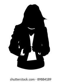 Graphic illustration of woman in business suit as user icon, avatar