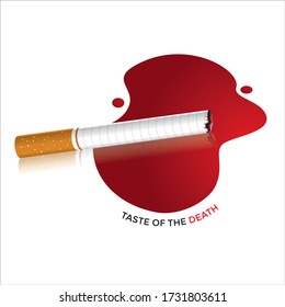 Ilustración gráfica del Día Mundial sin Tabaco cada 31 de mayo, matando a muchas personas. Advertencias sobre los peligros del consumo de tabaco y fomento de una vida saludable con la leyenda "Sabor de la muerte"