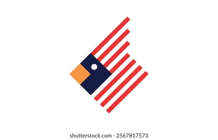 a graphic image with american bird theme, white background. vector graphic base.