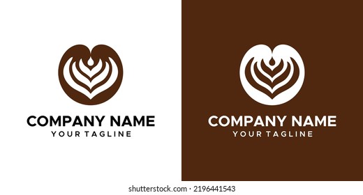 a graphic image of the art of painting coffee. brown and white background. vector graphics base.