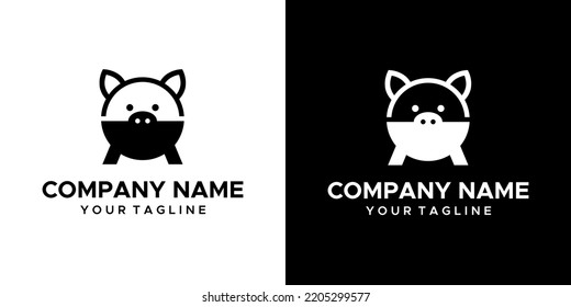 a graphic image of a BBQ pork themed, on a black and white background. vector graphics base.