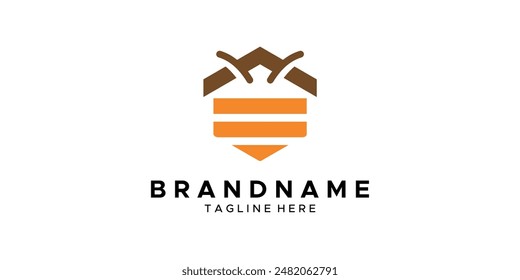 a graphic image with a bee house theme, on a white background. graphic vector base.