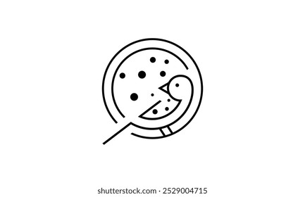 a graphic image with a bird pizza theme, on a white background. vector graphic base.