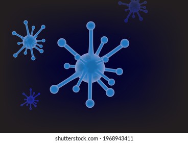 graphic image of blue dirty viruses or germs floating on dark blue background, concept for dangerous microorganism is spreading or coronavirus spreading in this time