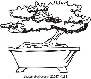 Graphic image of a bouquet of flowers in a vase. Hand drawn with black and white medium.

