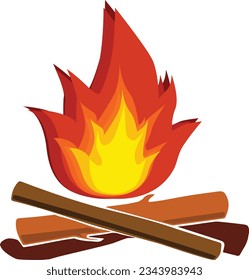 A graphic image of a campfire burning on three logs