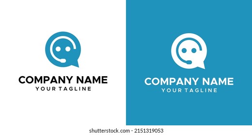 a graphic image of a chat operator themed, on a blue and white background. vector graphics base.