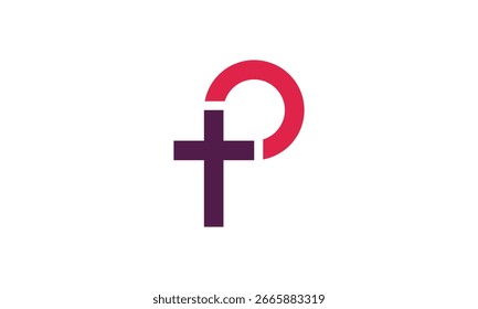 ein grafisches Bild mit einem christlichen P-Anfangsthema auf weißem Hintergrund. Vektorgrafik-Basis.