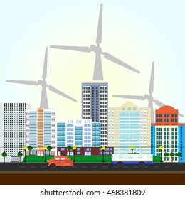 Graphic image of the city from the windmills.