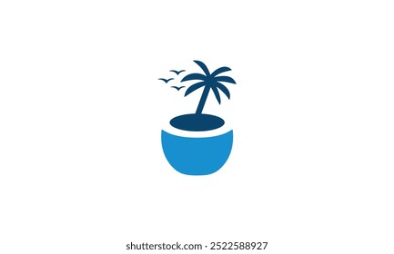 a graphic image with coconut drink theme on the beach, on a white background. vector graphic base.