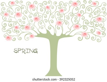 graphic image collection of trees. seasons. spring