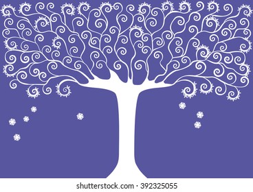 graphic image collection of trees. seasons. Winter