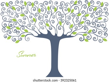 graphic image collection of trees. seasons. Summer.vector illustration