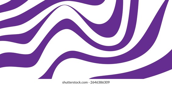 The graphic image is a deep purple and white color scheme composed of curved lines arranged in a horizontal wavy pattern, moving and balancing the image. It also gives a modern and artistic feel.