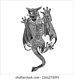 Graphic image of a demon mythical animal call gargoyle with scary face emotion.  
Suitable for tattoo design, t-shirt design, creative graphic illustration etc