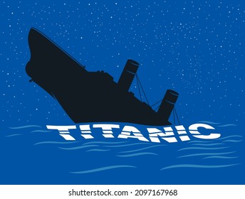 A graphic image depicting the Titanic ocean liner after it struck an iceberg in 1912 off the coast of Newfoundland in the Atlantic Ocean, and the design is symbolic of the event when the ship sunk.