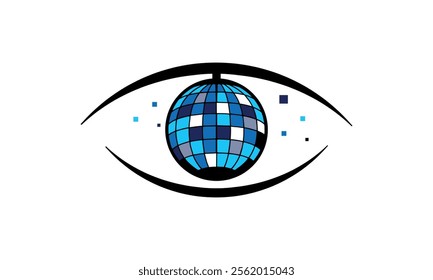 a graphic image with a discotheque eye theme, on a white background. vector graphic base.