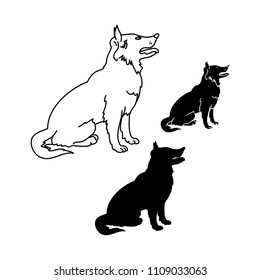 Graphic image of a dog on a white background, vector illustration