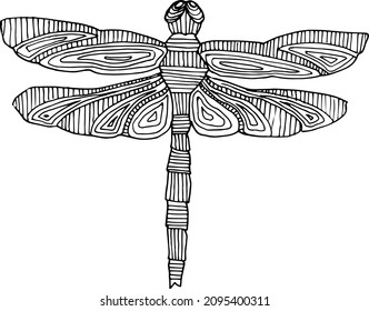 Graphic image of a dragonfly with a pattern on the wings