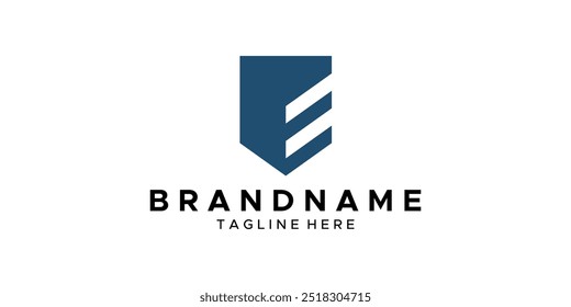 a graphic image with E shield theme, white background. vector graphic base.