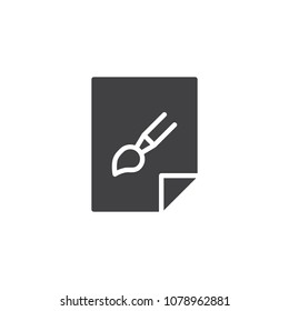 Graphic image file vector icon. filled flat sign for mobile concept and web design. Paper with paint brush simple solid icon. Symbol, logo illustration. Pixel perfect vector graphics